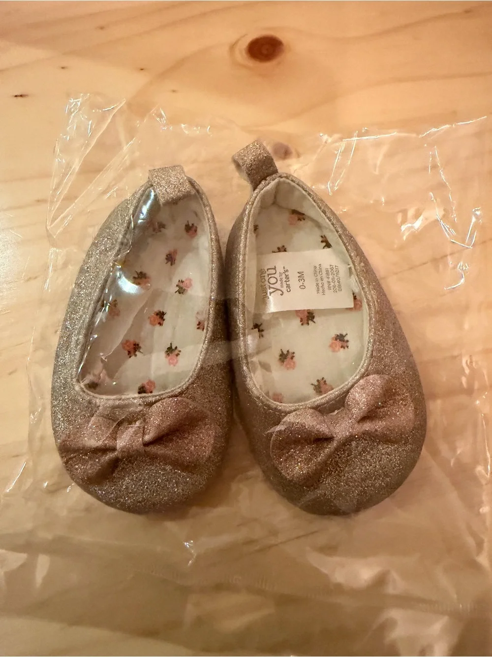 Carters Just One You Rose Gold Sparkle Baby Shoes